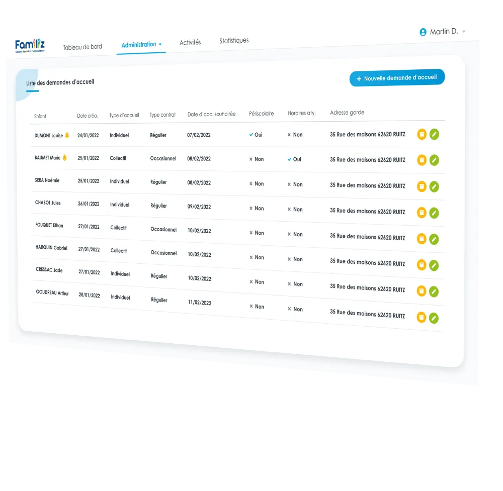 Image d'un ordinateur avec le logiciel Familiz ouvert