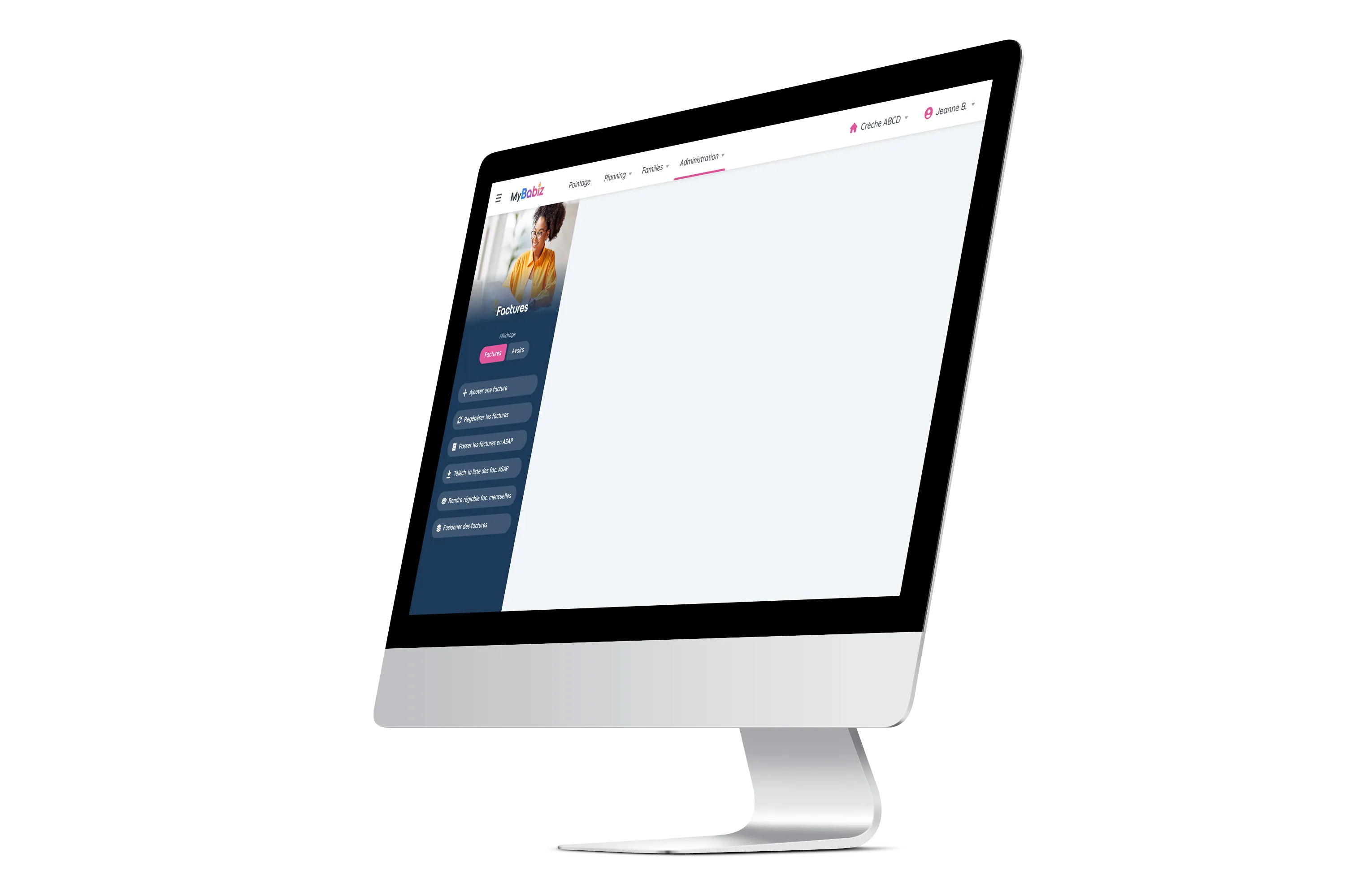 Image d'un ordinateur avec le logiciel MyBabiz ouvert
