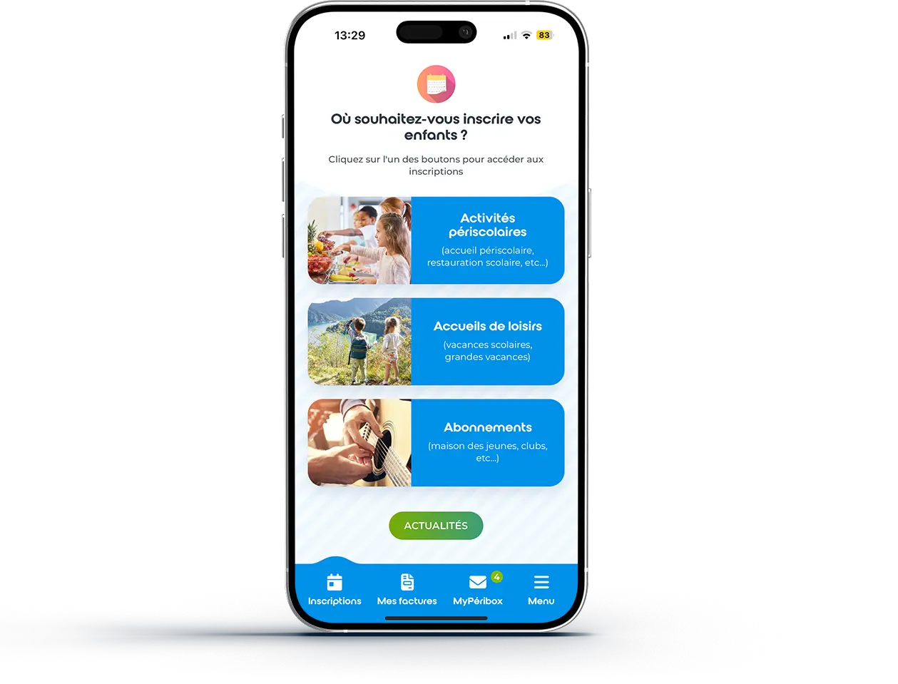 Capture d'écran de MyPérischool sur smartphone