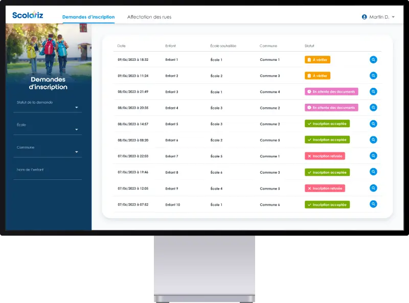 Image d'un ordinateur avec le logiciel Scolariz ouvert